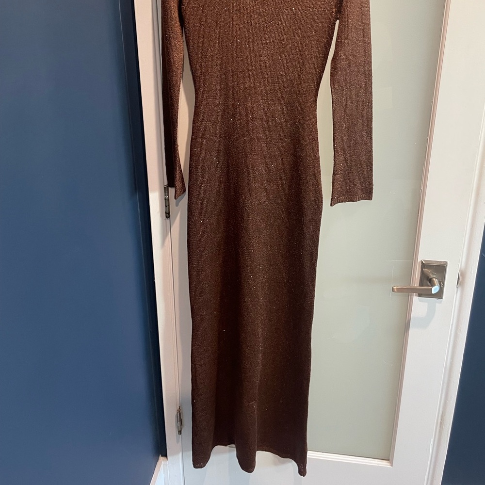 White Fox Brown Long Sleeve Dress